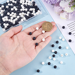 5 Strands 2 Colors Natural Lava Rock Round Beads Strands&nbsp;G-PA0001-88