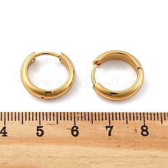 201 ステンレススチールフープピアス  304ステンレスピン付き  イオンプレーティング（ip）  ゴールドカラー  16x4mm&nbsp;EJEW-P304-15C-G