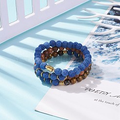 3ピース 3スタイル 天然&合成混合石 ストレッチブレスレット セット 木製ビーズ付き 女性用  内径：2-1/8インチ（5.3~5.5cm）  1個/スタイル&nbsp;BJEW-JB08356