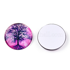 Half Round/Dome Tree Pattern Glass Flatback Cabochons for DIY Projects&nbsp;GGLA-Q037-25mm-M28-07