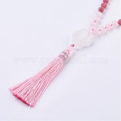 Frosted Natural Weathered Agate and Rose Quartz Necklace&nbsp;NJEW-F159-A01