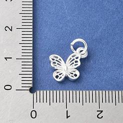 スターリングシルバーの中空蝶チャーム925個  スタンプ925個付き  銀  10.5x12x2.5mm  穴：3.4mm&nbsp;STER-R012-09S