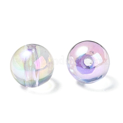 UVメッキ透明レインボー虹色アクリルビーズ  ラウンド  ライラック  16x15.5mm  穴：3mm&nbsp;OACR-F004-01B