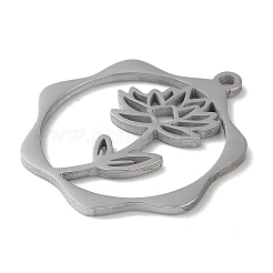 変色しない304ステンレススチールペンダント  花  ステンレス鋼色  23.5x21.5x1mm  穴：1.5mm&nbsp;LS-STAS-P338-01H-P