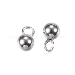 変色しにくい201ステンレススチールペンダントエンドピース  ラウンド  ステンレス鋼色  7x4mm  穴：2mm&nbsp;STAS-D448-079P