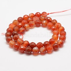 Faceted Natural Striped Agate/Banded Agate Beads Strands&nbsp;X-G-F447-4mm-H03