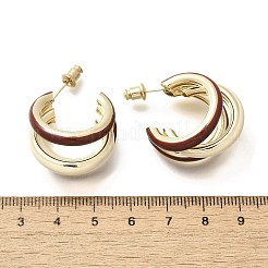 真鍮のC字型スタッドピアス  エナメル  14KGP本金メッキ  35.5x17mm&nbsp;LS-EJEW-A121-16G