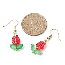 4 Pairs 4 Colors Tulip Flower Lampwork Dangle Earrings&nbsp;EJEW-JE05526-S