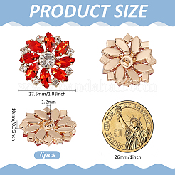 6Pcs Alloy Rhinestone 1-Hole Shank Buttons&nbsp;BUTT-FG0001-42A