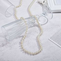 Baking Paint Pearlized Glass Pearl Round Beaded Long Necklaces&nbsp;NJEW-SW00066-03