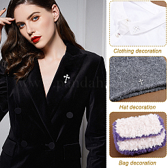 4Pcs Cross Stainless Steel Lapel Pin Back Brooches for Backpack Clothes&nbsp;JEWB-GA0001-53P