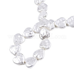 Abs プラスチック模造パール ビーズ 連売り  ハート  乳白色  13.5x14x5mm  穴：0.6mm  約30個/連  15.55インチ〜15.75インチ（39.5~40cm）&nbsp;KY-N015-09-B01