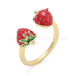 Brass with Enamel Cuff Open Rings for Women&nbsp;RJEW-Q019-01A-G
