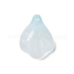 ガラスチャーム  ラナンキュラス・アジアティクスの葉のチャーム  空色  15x11x5mm  穴：1.2mm&nbsp;GLAA-A011-10C