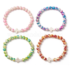 Dyed Synthetic Turquoise Beads Stretch Bracelets for Women Men&nbsp;BJEW-JB13575