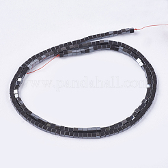 電気メッキ磁気無し合成ヘマタイトビーズ連売り  キューブ  グレードAAAA  黒メッキ  2x2x2mm  穴：0.8mm  約163個/連  16インチ&nbsp;G-J170A-2x2mm-03