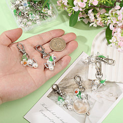 16Pcs 8 Colors Flower Angel ABS Plastic Imitation Pearl & Acrylic Pendant Decorations&nbsp;HJEW-CA00055