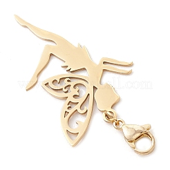 妖精 201 ステンレス ペンダント 装飾  バッグ飾り用の合金製ロブスター クロー クラスプ チャーム  ゴールドカラー  54.5mm&nbsp;HJEW-JM02835-02