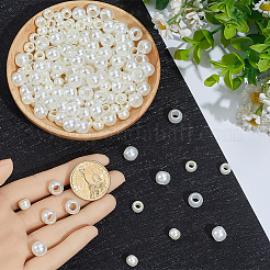 300個 2スタイル イミテーションパール アクリル ヨーロピアンビーズ  大穴ロンデルビーズ  古いレース  8~10x6~8mm  穴：4mm  150個/スタイル&nbsp;OPDL-SP0001-04