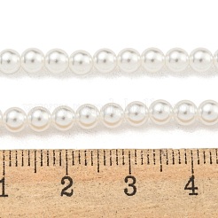 ガラスパールビーズ連売り  ラウンド  ホワイト  4mm  穴：0.5mm  約100個/連  14.17''（36センチメートル）&nbsp;HY-G002-01B-01