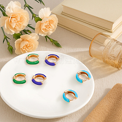 4 Pairs 4 Colors Alloy Enamel Huggie Hoop Earrings for Women&nbsp;EJEW-HY0001-23A