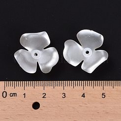 花の模造パールのアクリルビーズキャップ  3花びら  ホワイト  22x6.5mm  穴：1mm&nbsp;X-OACR-L004-7226