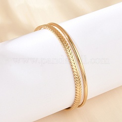 女性用304ステンレススチールカフバングル  18KGP本金メッキ  葉  内径：2-1/8インチ（5.45cm）&nbsp;BJEW-B120-03G-03