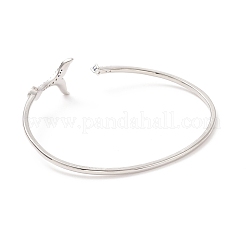 Blue Cubic Zirconia Whale Tail Cuff Bangle&nbsp;BJEW-C018-01P