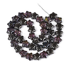 電気メッキ透明ガラスビーズ連売り  スター  カメリア  17~17.5x18~18.5x9~9.5mm  穴：1mm  約40個/連  25.20インチ（64cm）&nbsp;EGLA-N020-02H