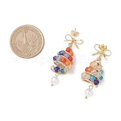 Stainless Steel Mixed Stone Dangle Earrings&nbsp;EJEW-TA00743