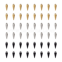 48個3色304ステンレススチールチャーム  コーン/スパイク  ミックスカラー  13x5mm  穴：1.6mm  16個/カラー&nbsp;STAS-SW0001-02