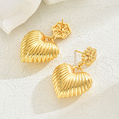 Elegant Brass Heart Dangle Stud Earrings&nbsp;GK6845