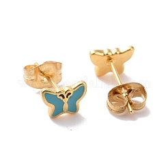Enamel Butterfly Stud Earrings with 316L Surgical Stainless Steel Pins&nbsp;EJEW-P204-04G-02