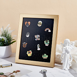 木製&プラスチック製長方形フォトフレームスタンド  バッジ保管用  ゴールド  255x205x23mm&nbsp;DJEW-WH0072-13C-03