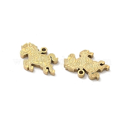 304ステンレススチールラインストーンペンダント  ユニコーンチャーム  ゴールドカラー  10.5x14x2mm  穴：1.4mm&nbsp;STAS-P449-02A-G