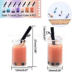 ガラスボトルペンダント  内側の樹脂と  模造泡茶  ミックスカラー  27x12x10mm  穴：1.8mm  7色  6個/カラー  42個/箱&nbsp;CRES-NB0001-08