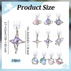 10 個のプラスチックモバイル防塵プラグ  アロイ樹脂ペンダント付き  プラチナ  27~42mm  10個/セット&nbsp;HJEW-OC00152