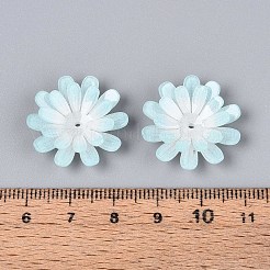 花のアクリルビーズキャップ  DIYのジュエリーには  ライトシアン  23x23x6mm  穴：1.2mm&nbsp;SACR-T017-50B