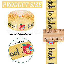 10 Yards Back To School Theme Polyester Grosgrain Ribbon&nbsp;OCOR-WH0082-82B