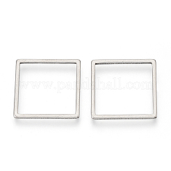 変色しにくい304ステンレススチール製リンクリング  正方形  ステンレス鋼色  20x20x1mm  インナー対策：17.5x17.5mm&nbsp;STAS-T047-11