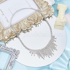 亜鉛合金よだれかけネックレス1個。  クリスタルラインストーンタッセルネックレス  プラチナ  14.17インチ（36cm）&nbsp;NJEW-FG0001-07