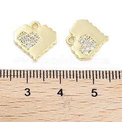 Brass Micro Pave Clear Cubic Zirconia Pendants&nbsp;ZIRC-P120-09G