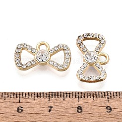 合金&クリスタルラインストーンペンダント  ちょう結びのチャーム  ライトゴールド  11.5x20x4mm  穴：2mm&nbsp;PALLOY-T095-10KCG
