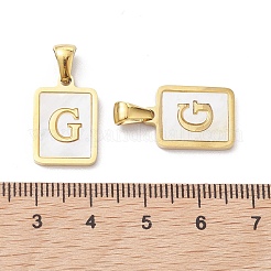イオンプレーティング（IP）304ステンレススチールパヴェシェルペンダント  長方形のチャーム  18KGP本金メッキ  文字g  17.5x12x1.5mm  穴：3x5mm&nbsp;X-STAS-G327-01G-G