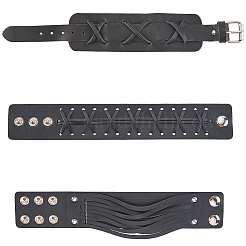 3Pcs 3 Styles Imitation Leather Cord Bracelets for Men&nbsp;BJEW-CL0001-54A
