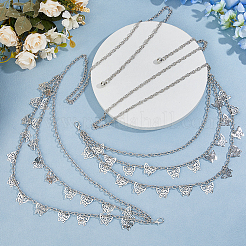 2Pcs Iron Twisted Chain Butterfly Tassel Waist Chains for Women&nbsp;AJEW-HS0001-14