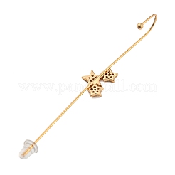 ラインストーンスタッドピアス  ライトゴールド亜鉛合金耳ラップクローラーフックイヤリングイヤーカフ  スター  68.5x10mm&nbsp;EJEW-G378-01D