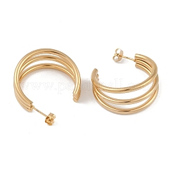 PVD Vacuum Plating 201 Stainless Steel Moon Stud Earrings&nbsp;EJEW-I309-73G-02