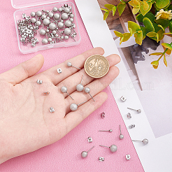 48Pcs 6 Size 304 Stainless Steel Ball Stud Earrings&nbsp;STAS-DC0007-41