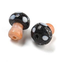 手作りランプワークビーズ  キノコ  ブラック  13x10mm  穴：1.6mm&nbsp;LAMP-F034-01C